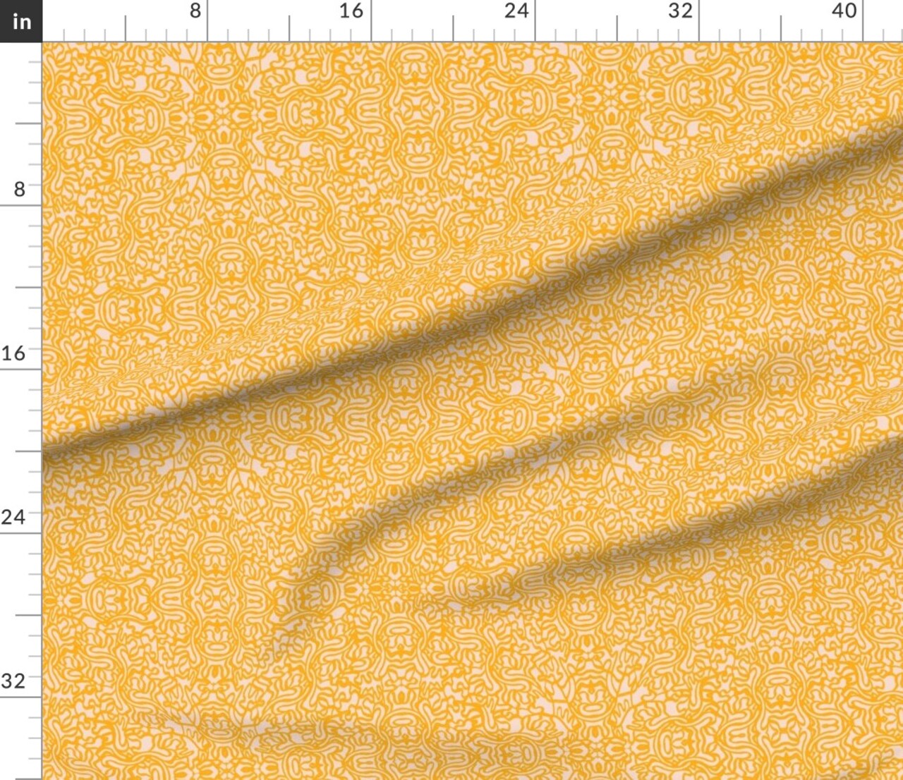 Abstract Geometric Lines Small Scale Yellow Monochromatic Distressed Swirl Eclectic Modern Custom Printed Fabric by Spoonflower Various Fabrics by the Yard or Fat Quarter